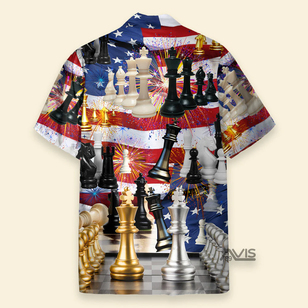 Chess And Firework Independence Day - Hawaiian Shirt - Image 2