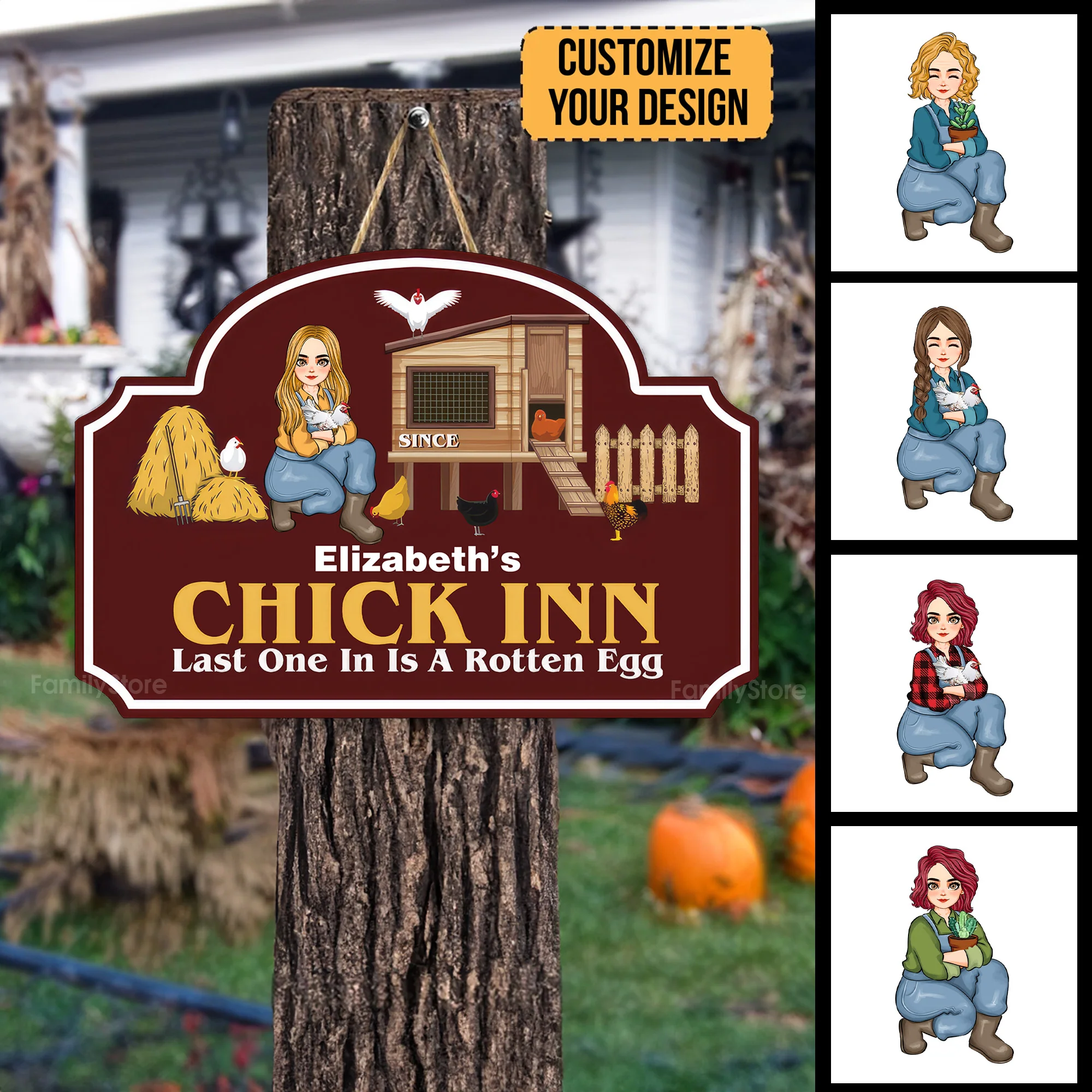 Chick Inn Last One In Is A Rotten Egg - Personalized Wood Sign - Funny Gifts For Farmer, Gifts For Chicken Lover | GR17 NH96 - Image 4