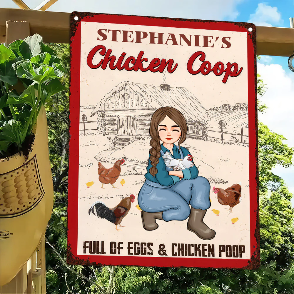Chicken Coop Full Of Eggs & Chicken Poop - Personalized Metal Sign - Funny Gifts For Farmer, Gifts For Chicken Lover | GR17 NH96 - Image 3