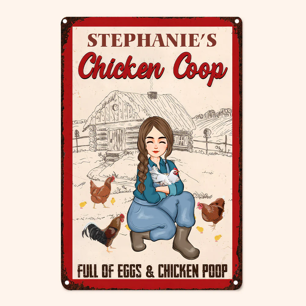 Chicken Coop Full Of Eggs & Chicken Poop - Personalized Metal Sign - Funny Gifts For Farmer, Gifts For Chicken Lover | GR17 NH96 - Image 4