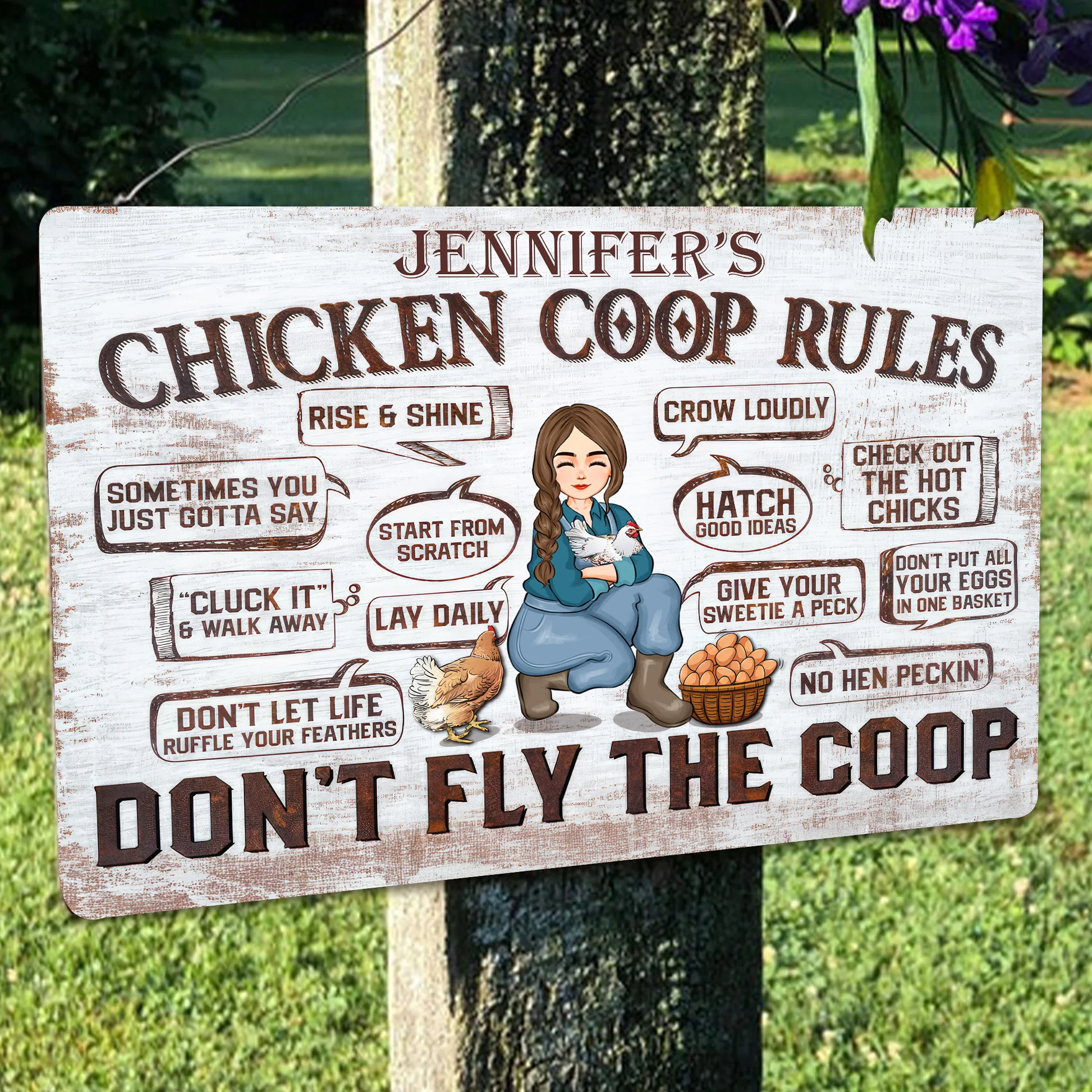 Chicken Coop Rules  - Personalized Metal Sign - Gift For Mom, Grandma, Mothers Day, Farmers | GR17 NA94 - Image 4