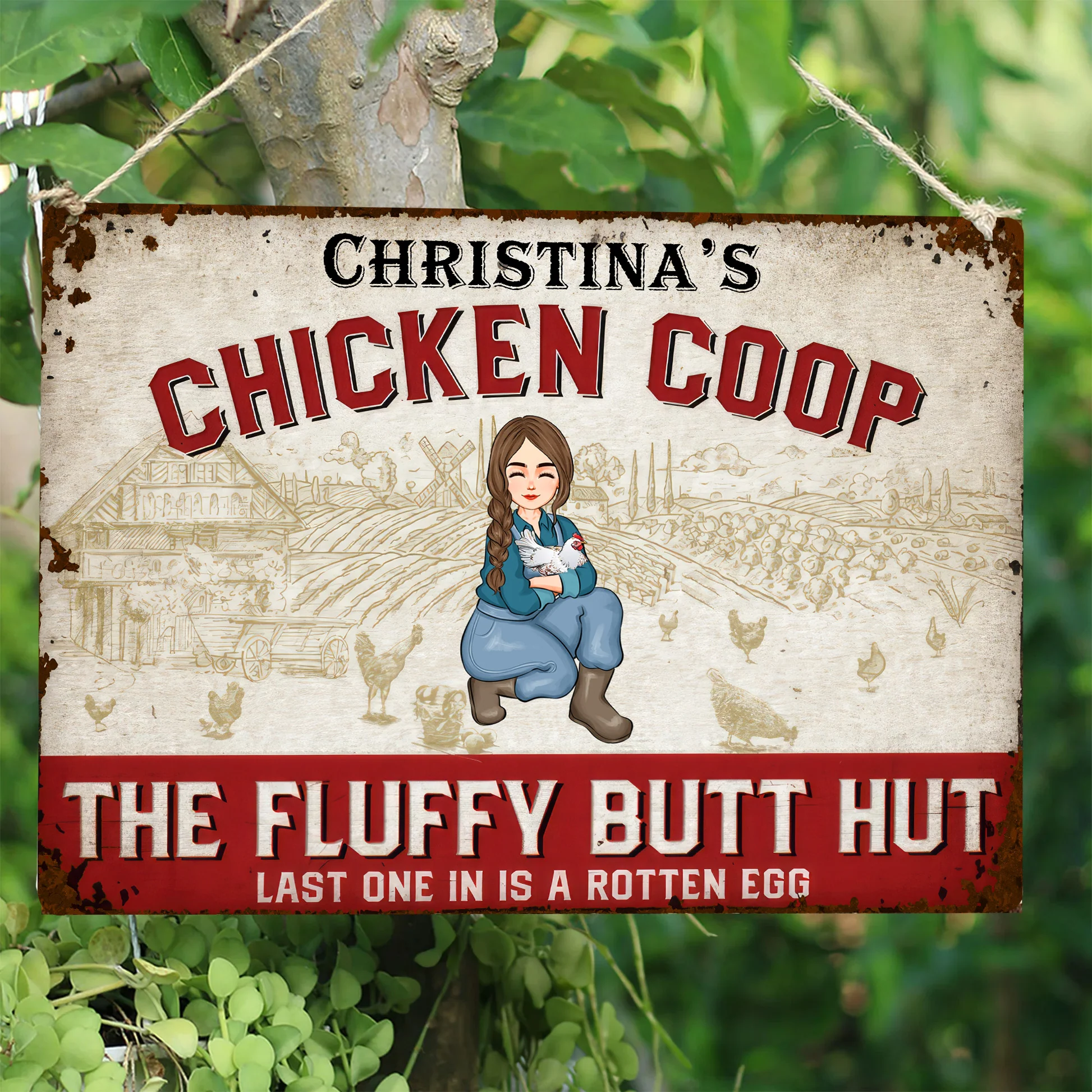 Chicken Coop, The Fluffy Butt Hut - Personalized Metal Sign - Funny Gifts For Farmer, Gifts For Chicken Lover | GR17 NH96 - Image 4