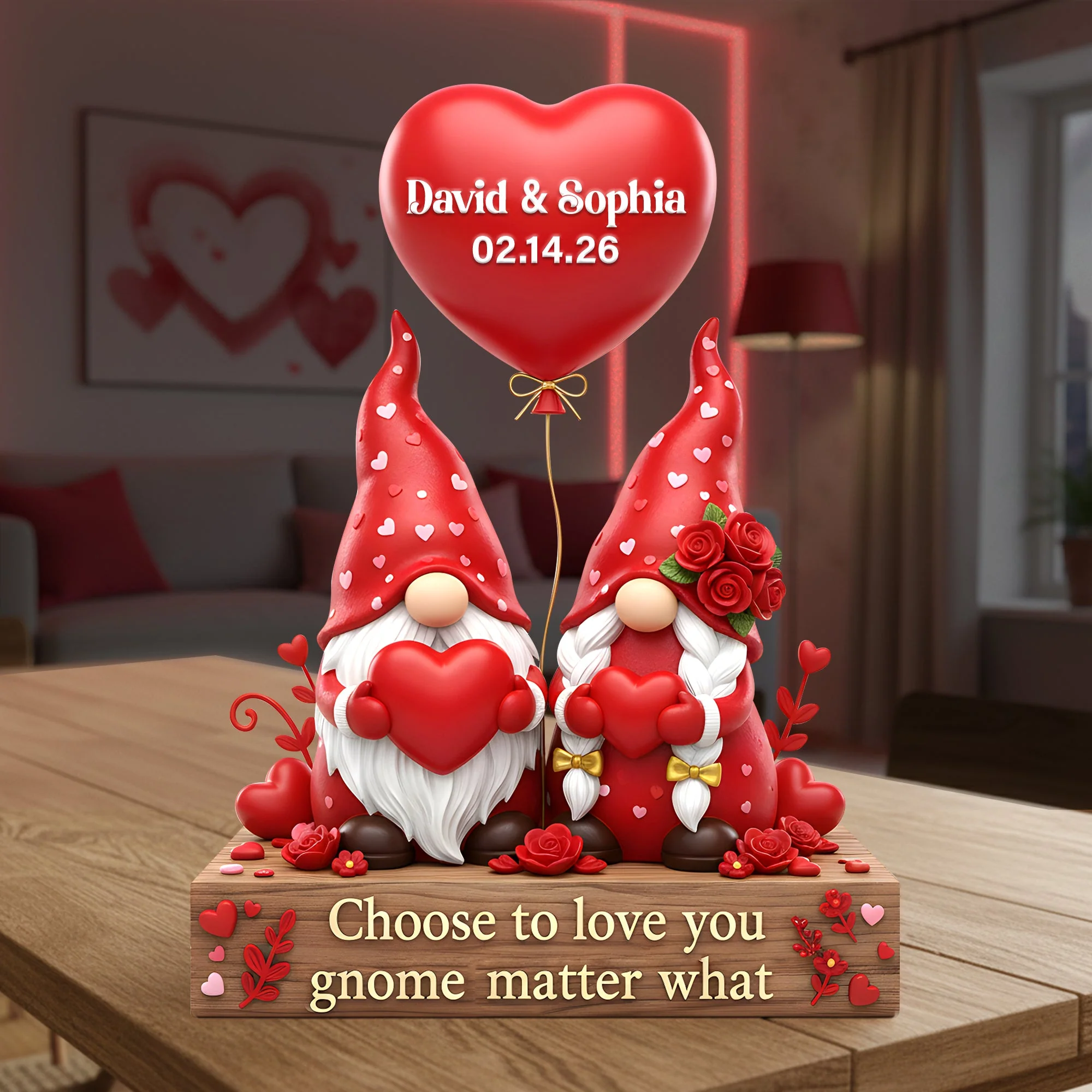 Choose To Love You Gnome Matter What - Personalized Acrylic Plaque - Gift For Couple, Valentine, Anniversary | HH01 - Image 4