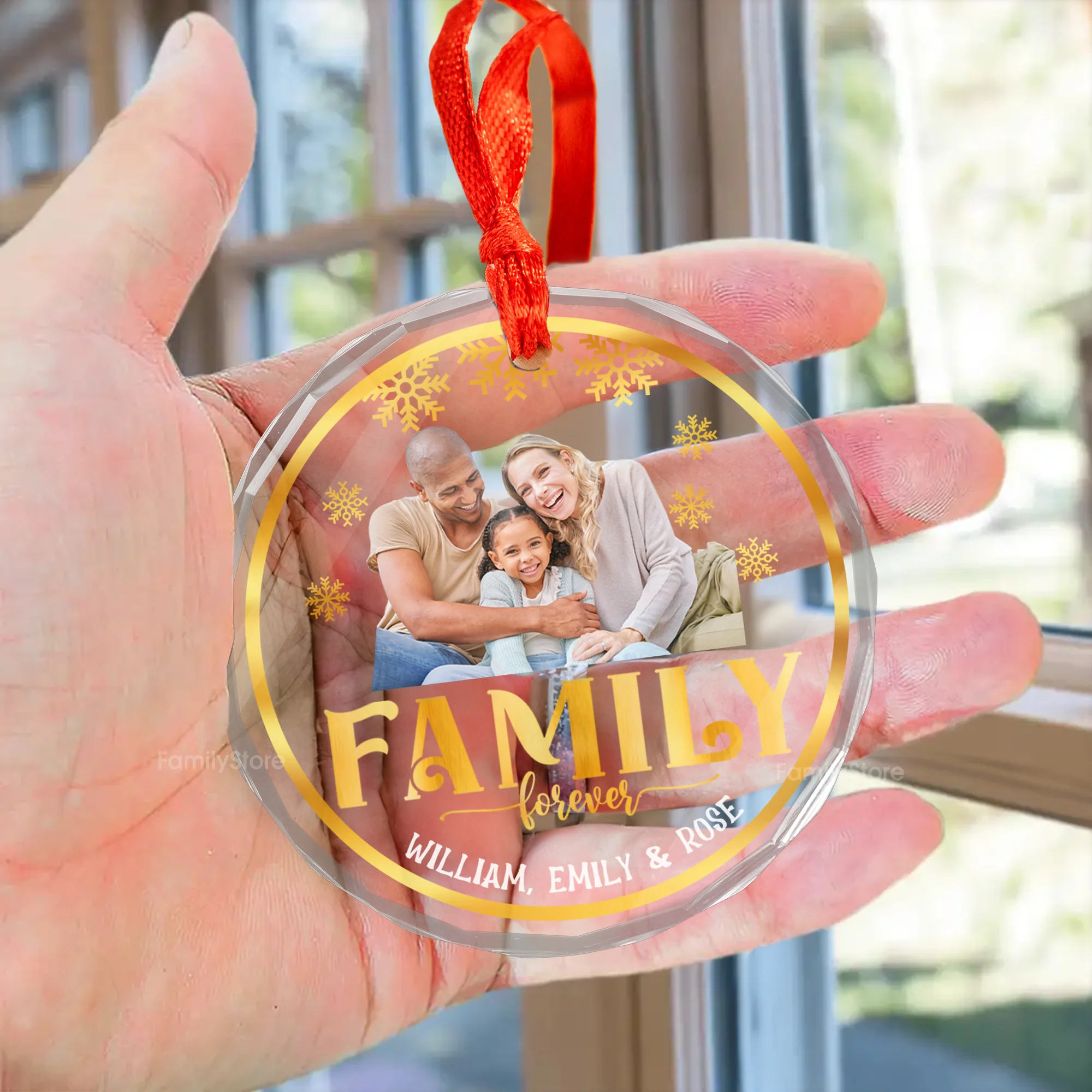 Christmas 2024 We're Family Forever - Gift For Family - Personalized Glass Ornament - NA94 - Image 3