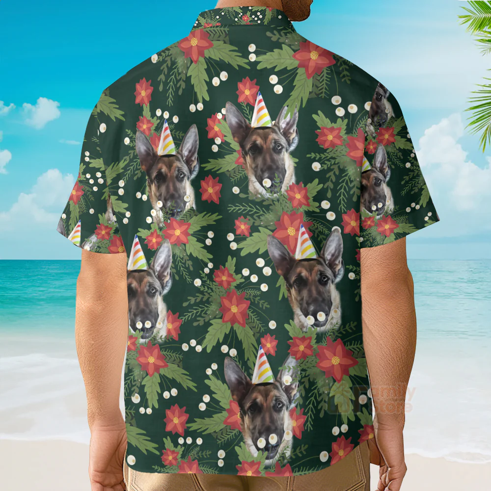 Custom Photo Dog Face Christmas Tropical For Pet Lovers-Hawaiian Shirt PN302087Lb - Image 3