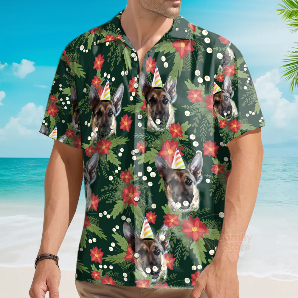 Custom Photo Dog Face Christmas Tropical For Pet Lovers-Hawaiian Shirt PN302087Lb - Image 4