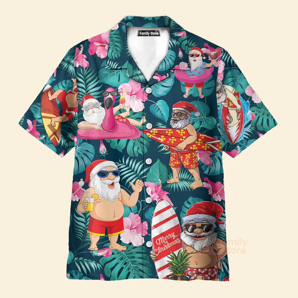 Christmas In July Funny Santa Claus Tropical Style Hawaiian Shirt