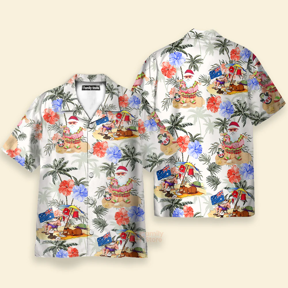 Christmas In July Santa Enjoy Time For Some Beach Therapy Hawaiian Shirt - Image 2