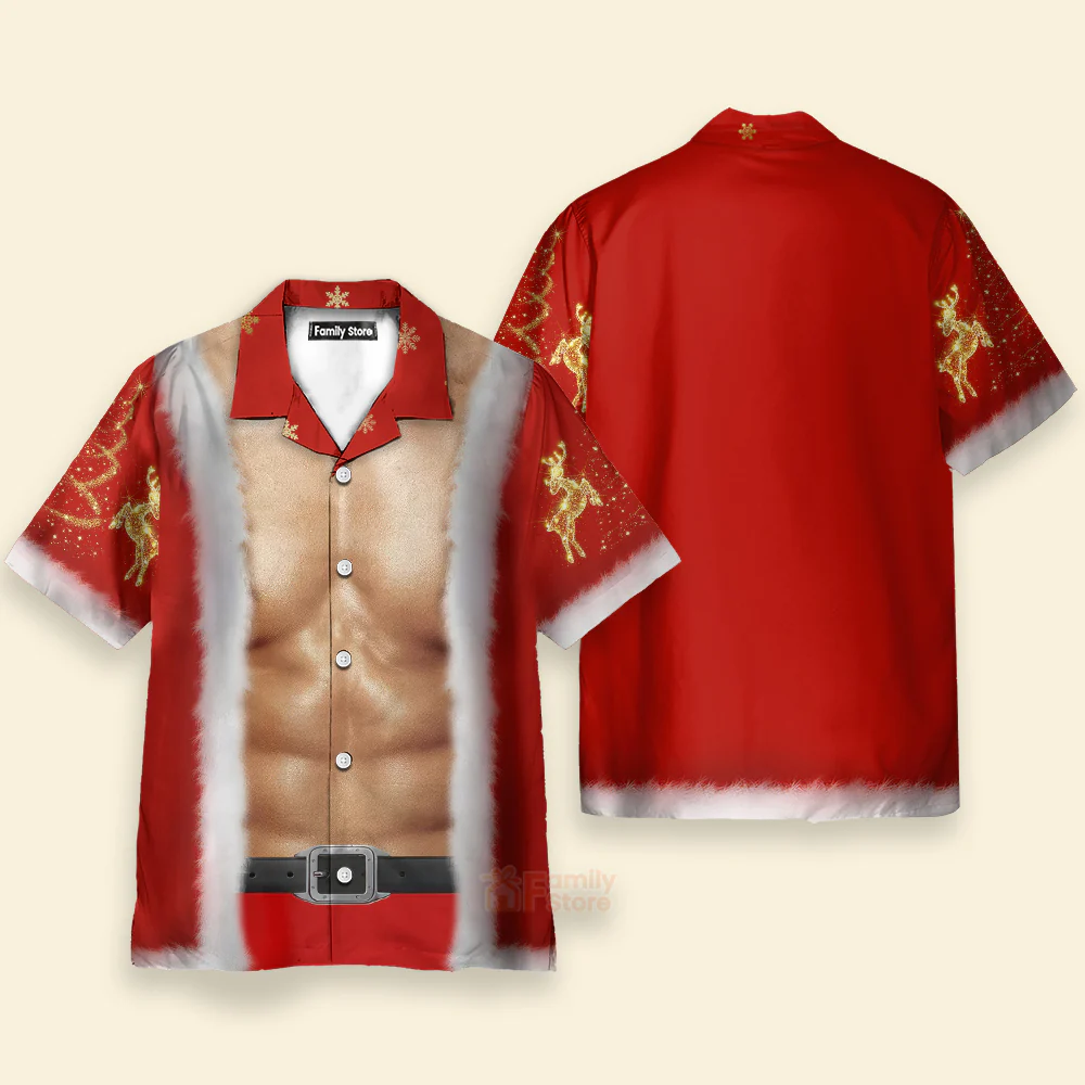 Christmas Santa Claus With Abs Costume Cosplay - Hawaiian Shirt - Image 2