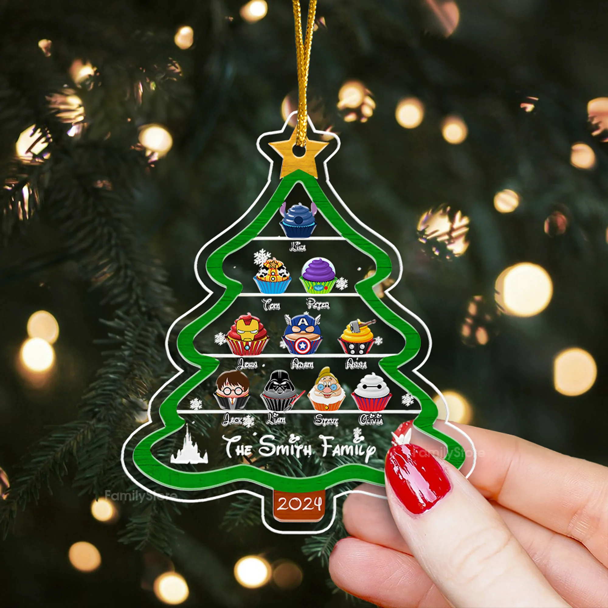 Christmas Tree And Cupcakes - Gift For Family - Personalized Acrylic Ornament - CL31 NA94 - Image 4