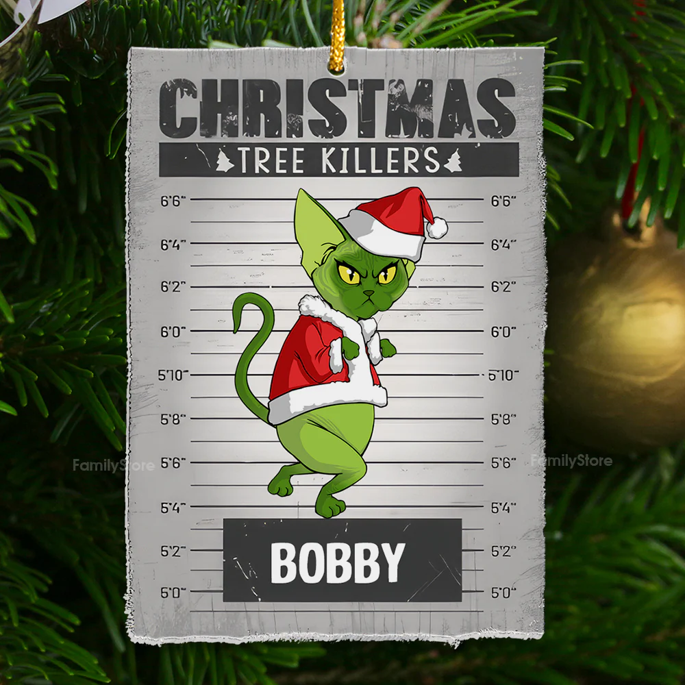 Christmas Tree Killer Grinch Cats- Gift For Cat Lover, Pet Lovers - Personalized Acrylic Ornament - CL16 NH96 - Image 2
