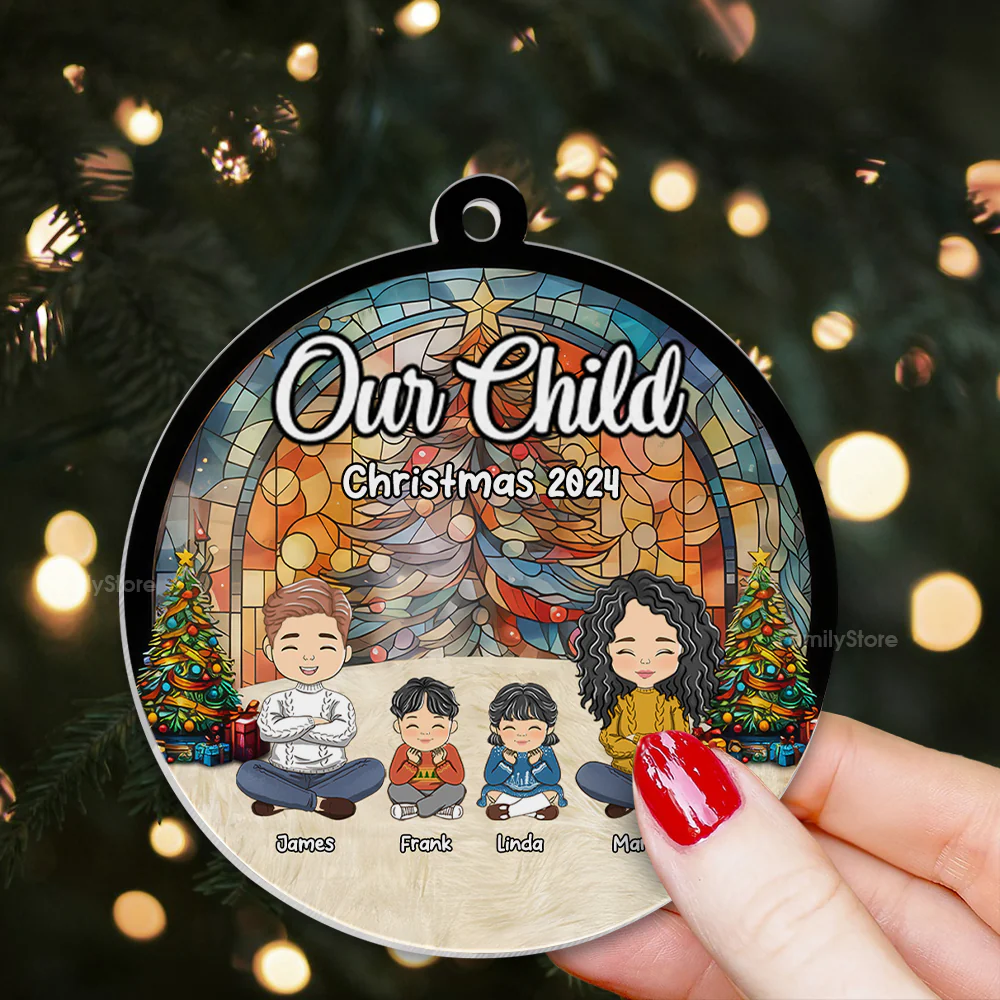 Christmas With Our Child - Personalized Acrylic Ornament - Gift For Family Members - CL35 NA94 - Image 2