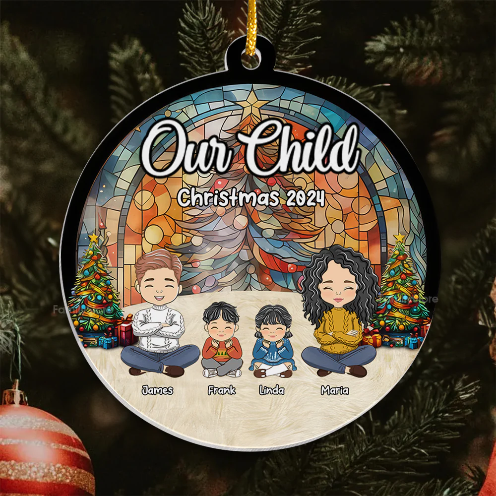 Christmas With Our Child - Personalized Acrylic Ornament - Gift For Family Members - CL35 NA94 - Image 4