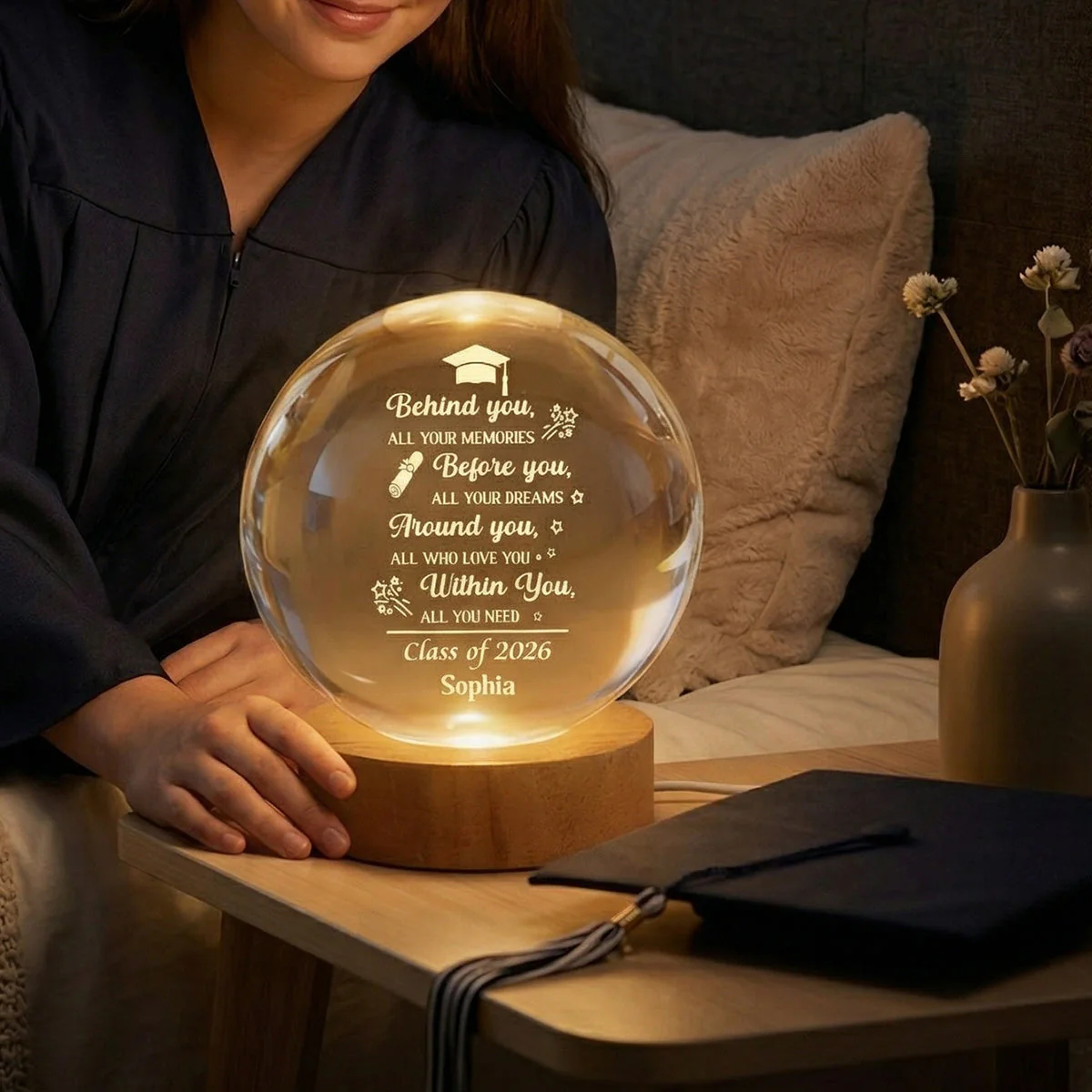 Class Of 2026 Before You All Your Dreams Around You All Who Love You - Personalized Crystal Globe Lamp - Gift For Graduates - Image 3