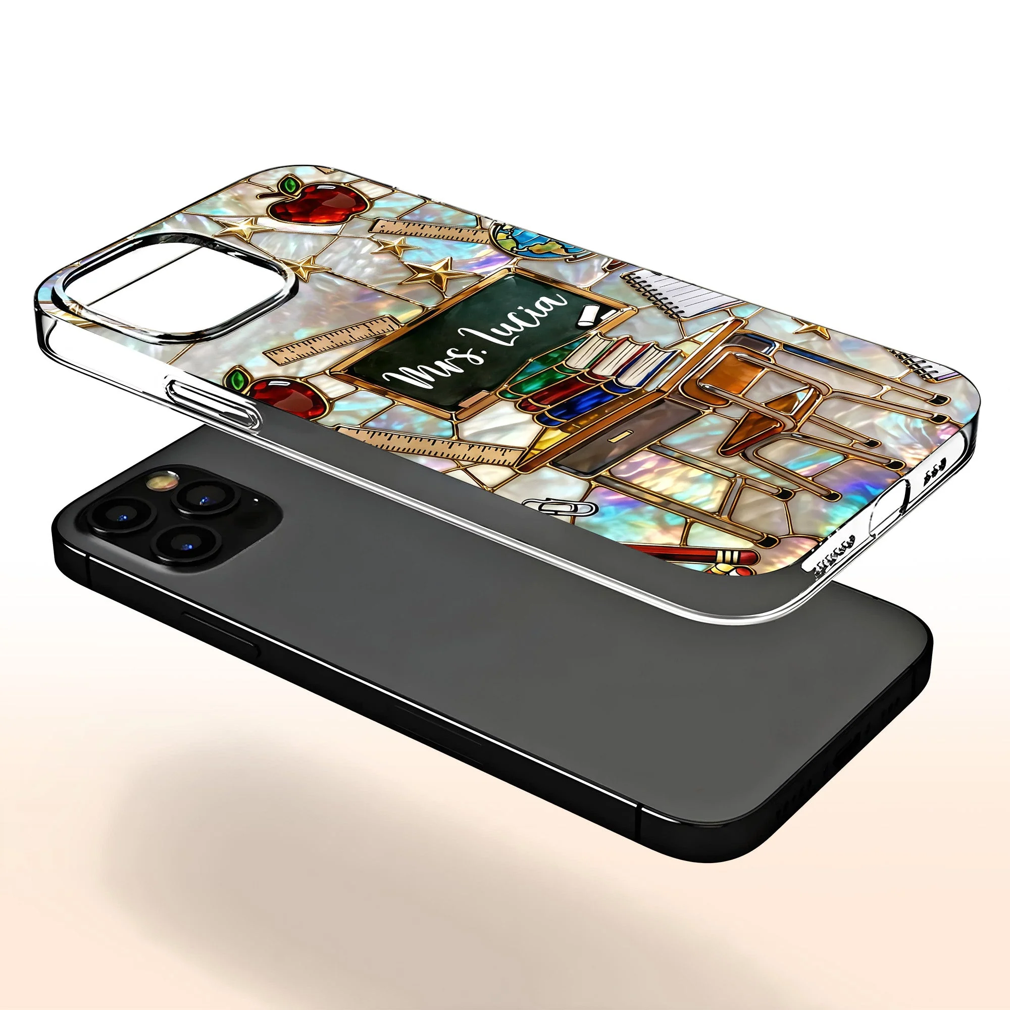 Classroom Inspired Teacher Book and Apple Design - Personalized Phone Case - Gift For Teachers and Educators - Image 2