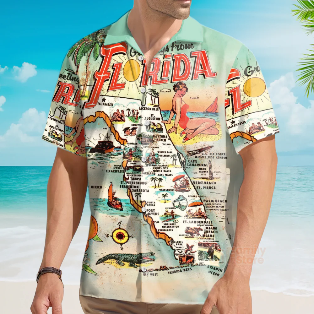 Coastal Vibes A Greeting From Florida - Hawaiian Shirt - Image 2