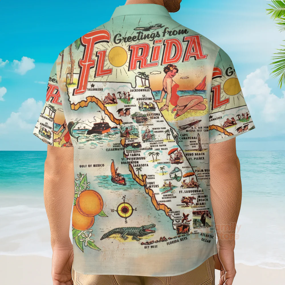 Coastal Vibes A Greeting From Florida - Hawaiian Shirt - Image 4