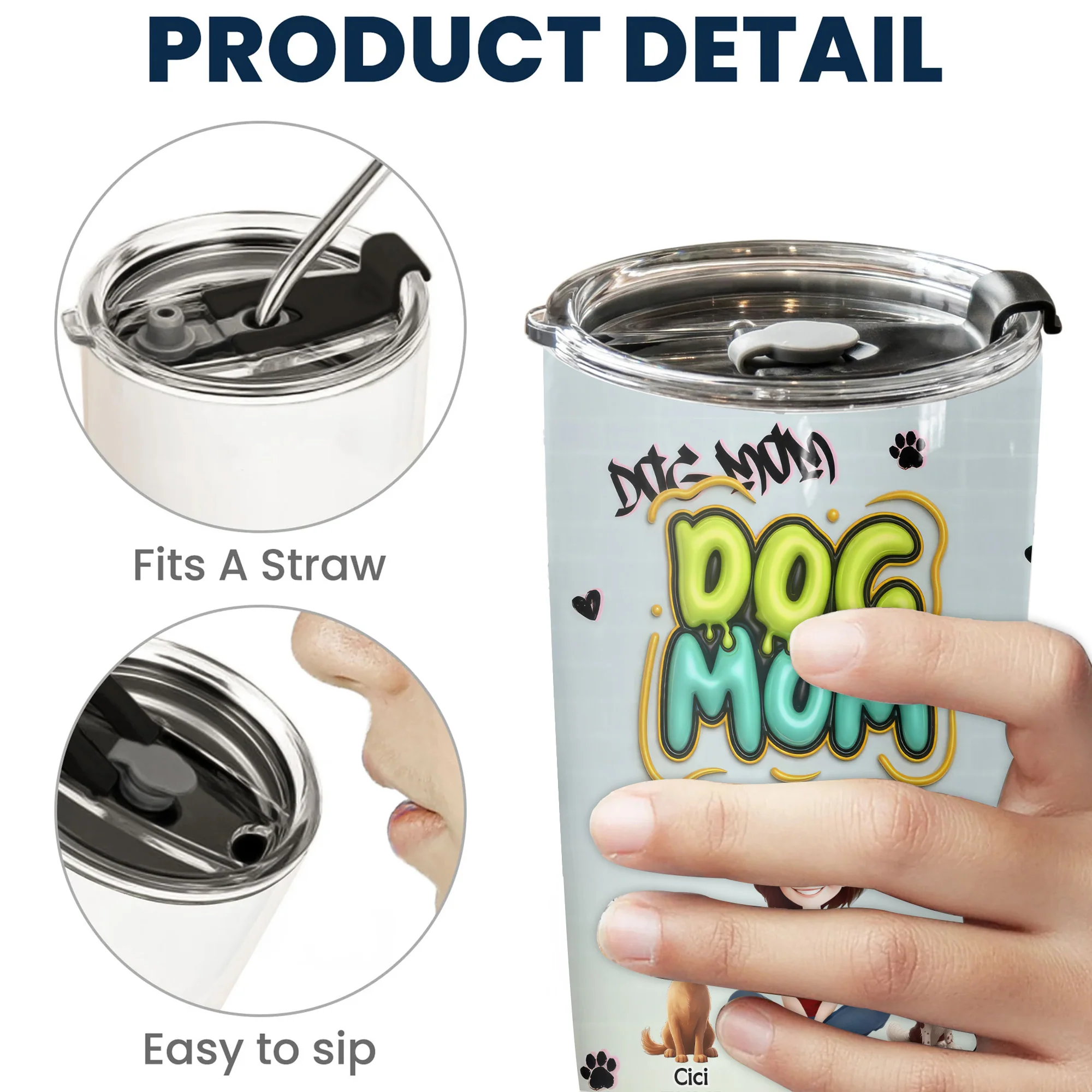 Colorful Dog Mom Slay 3D Inflated Effect Cartoon Dog - Personalized Tumbler Cup - Gift for Pet Owners, Pet Lovers, Dog Mom | CLP15 NH96 - Image 5