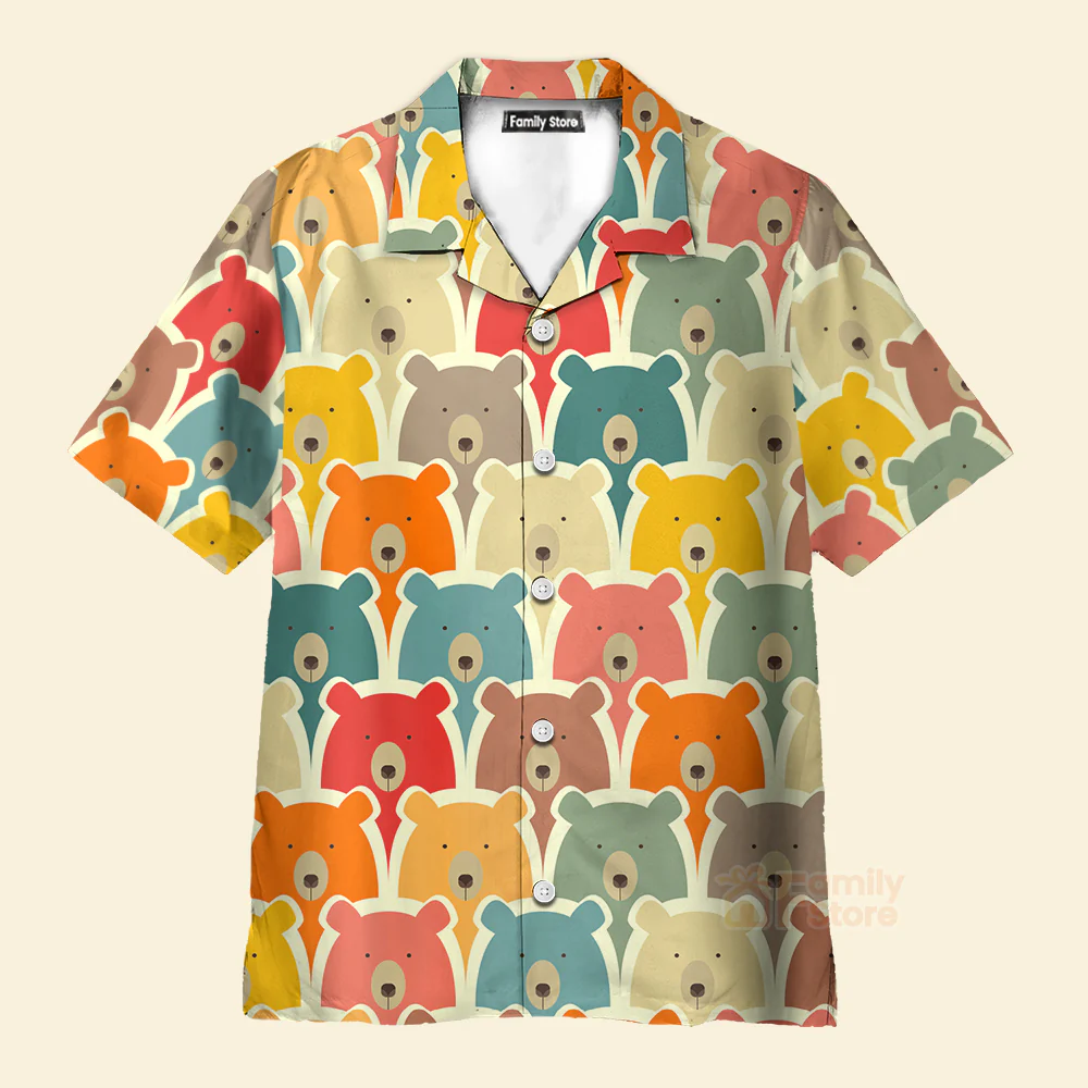 Colorful Little Bear Pattern - Hawaiian Shirt - Image 3
