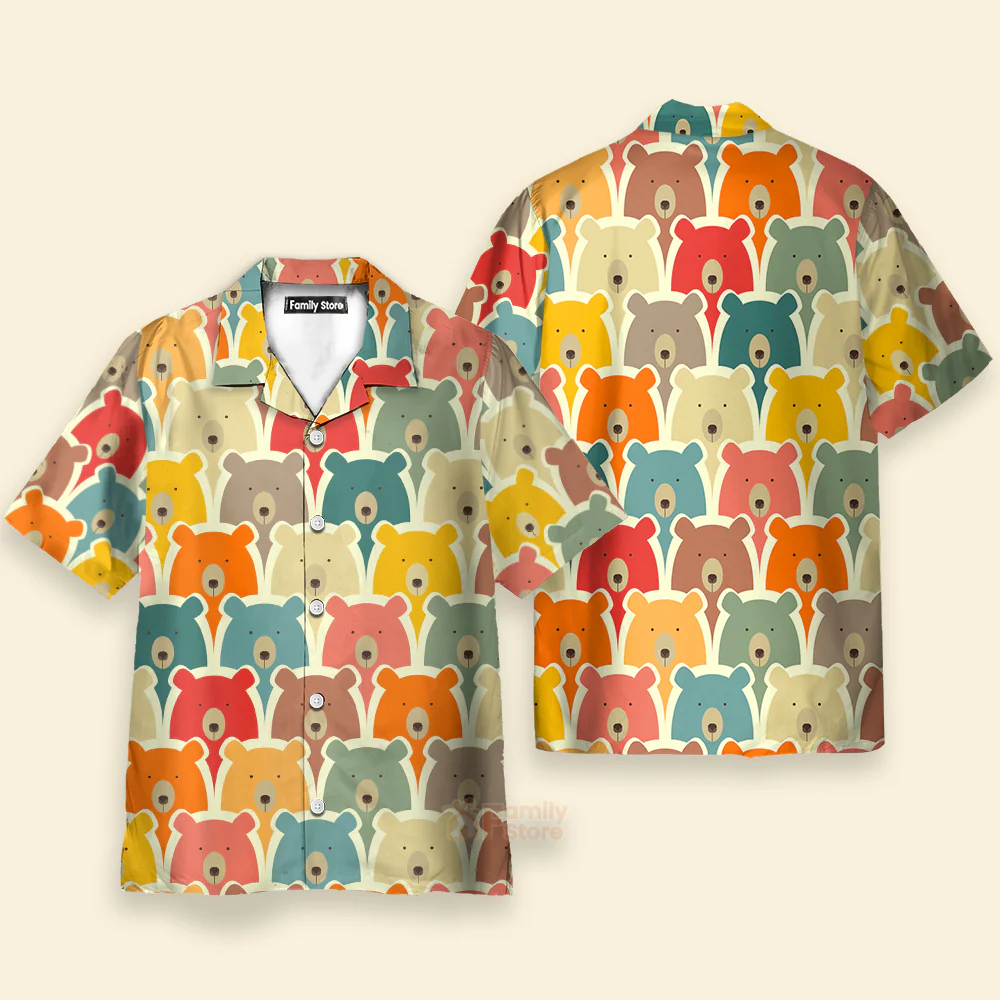 Colorful Little Bear Pattern - Hawaiian Shirt - Image 4