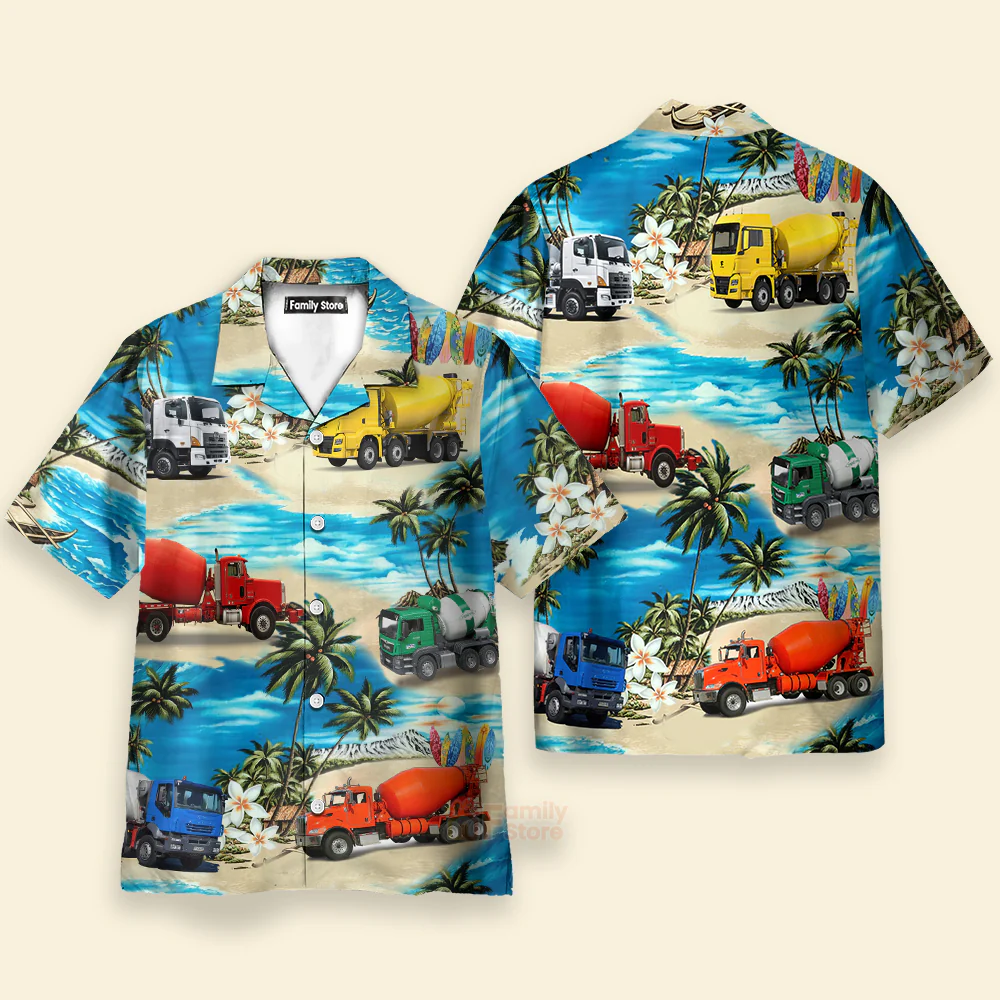 Concrete Mixer Truck Aloha - Hawaiian Shirts - Image 2