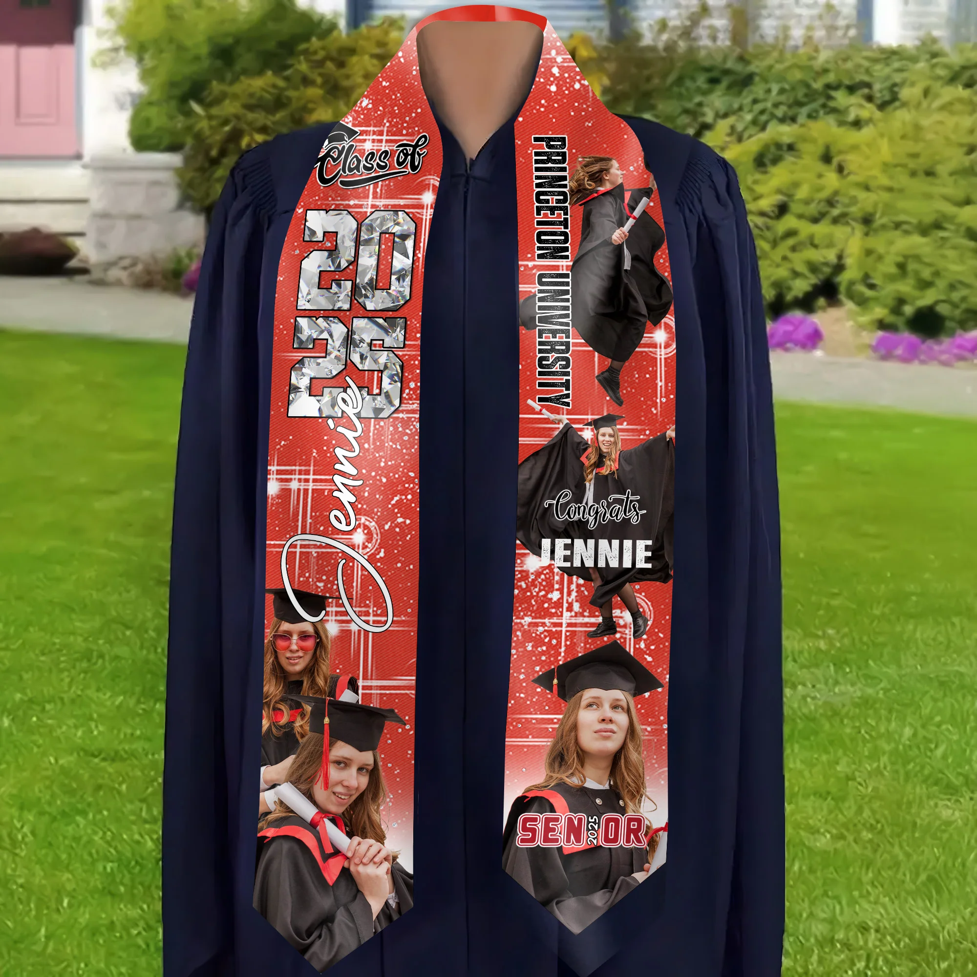 Congrats Glitter - Personalized Graduation Stoles - Graduation Gift, Senior Gift | Custom Photo NH96 - Image 3