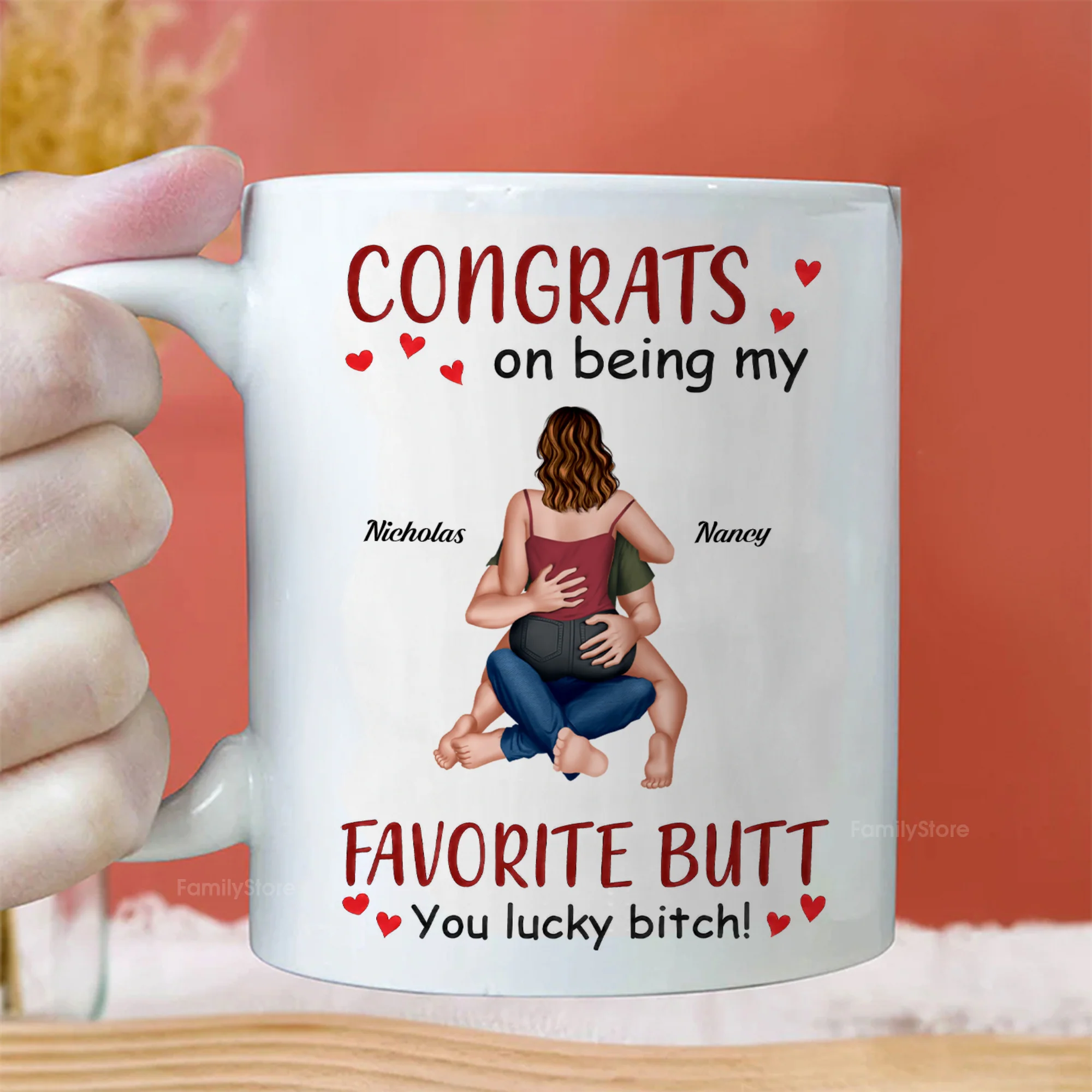 Congrats On Being My Favorite Butt - Personalized Ceramic Mug - Gift For Couple, Husband Wife - CL28 NH96 - Image 3