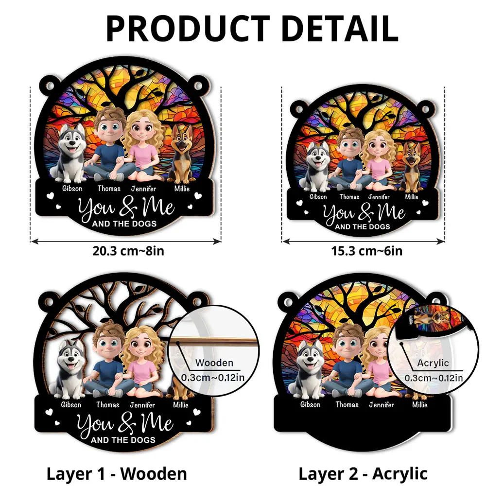 Couple And Their Dog - Personalized Custom Windown Suncatcher - Gift for Pet Owners, Pet Lovers, Dog Mom | CLP15 - Image 4
