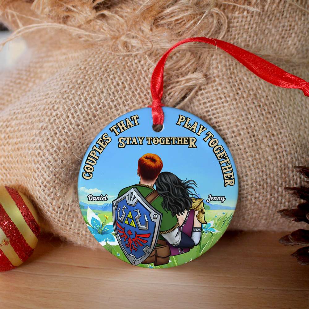 Couple That Play Together Stay Together Zelda - Personalized Ceramic Ornament - Gift For Couple, Husband Wife - CL32 NH96 - Image 4