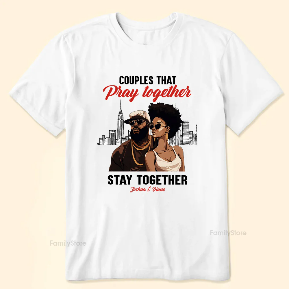 Couple That Pray Together Stay Together Black African - Personalized Shirt - Gift For Couple, Husband Wife - GR5 NH96 - Image 2