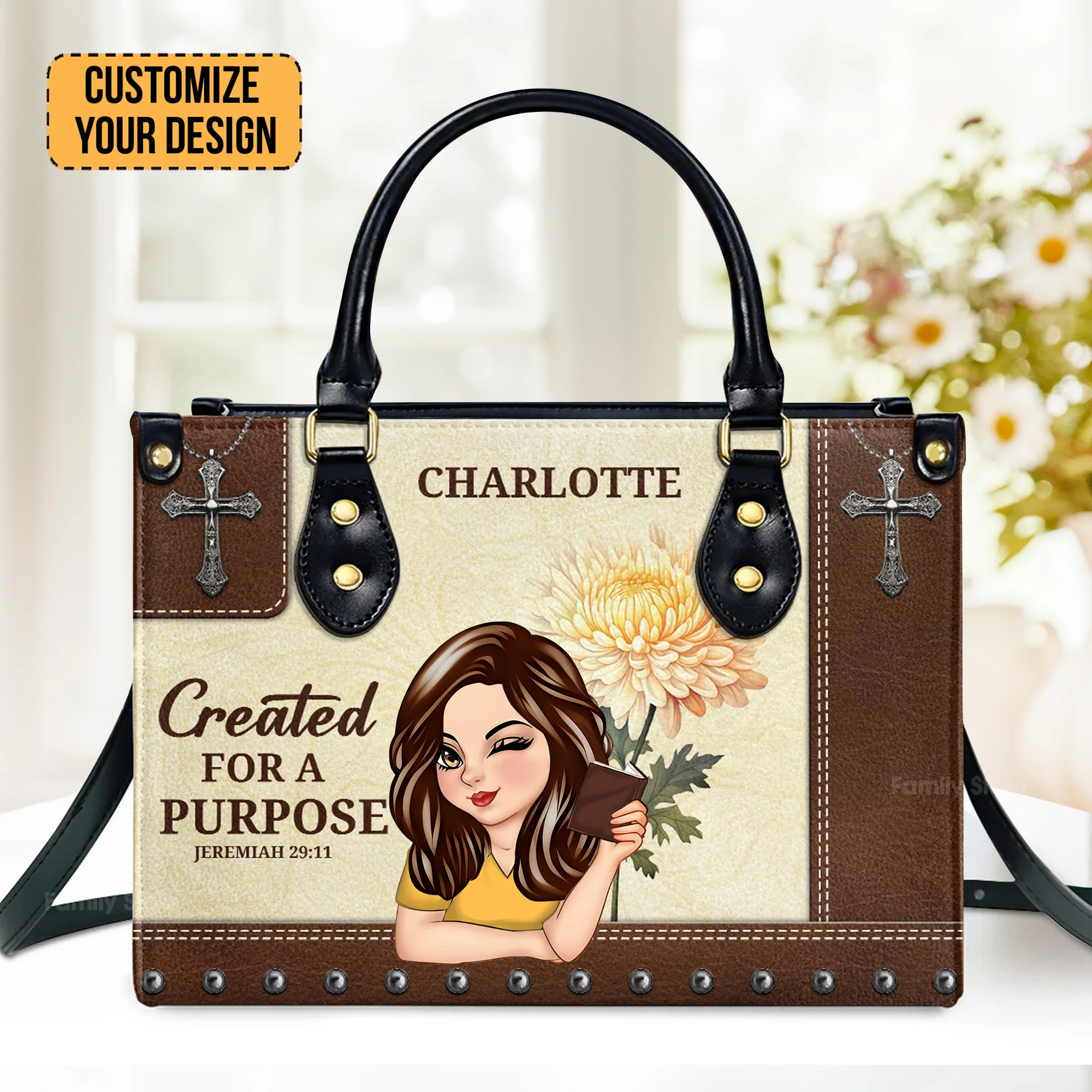 Created For A Purpose - Unique Personalized Lion Leather Handbag - AT4080734