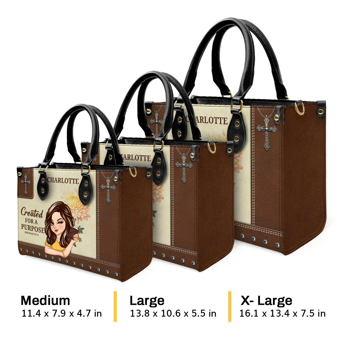 Created For A Purpose - Unique Personalized Lion Leather Handbag - AT4080734 - Image 4