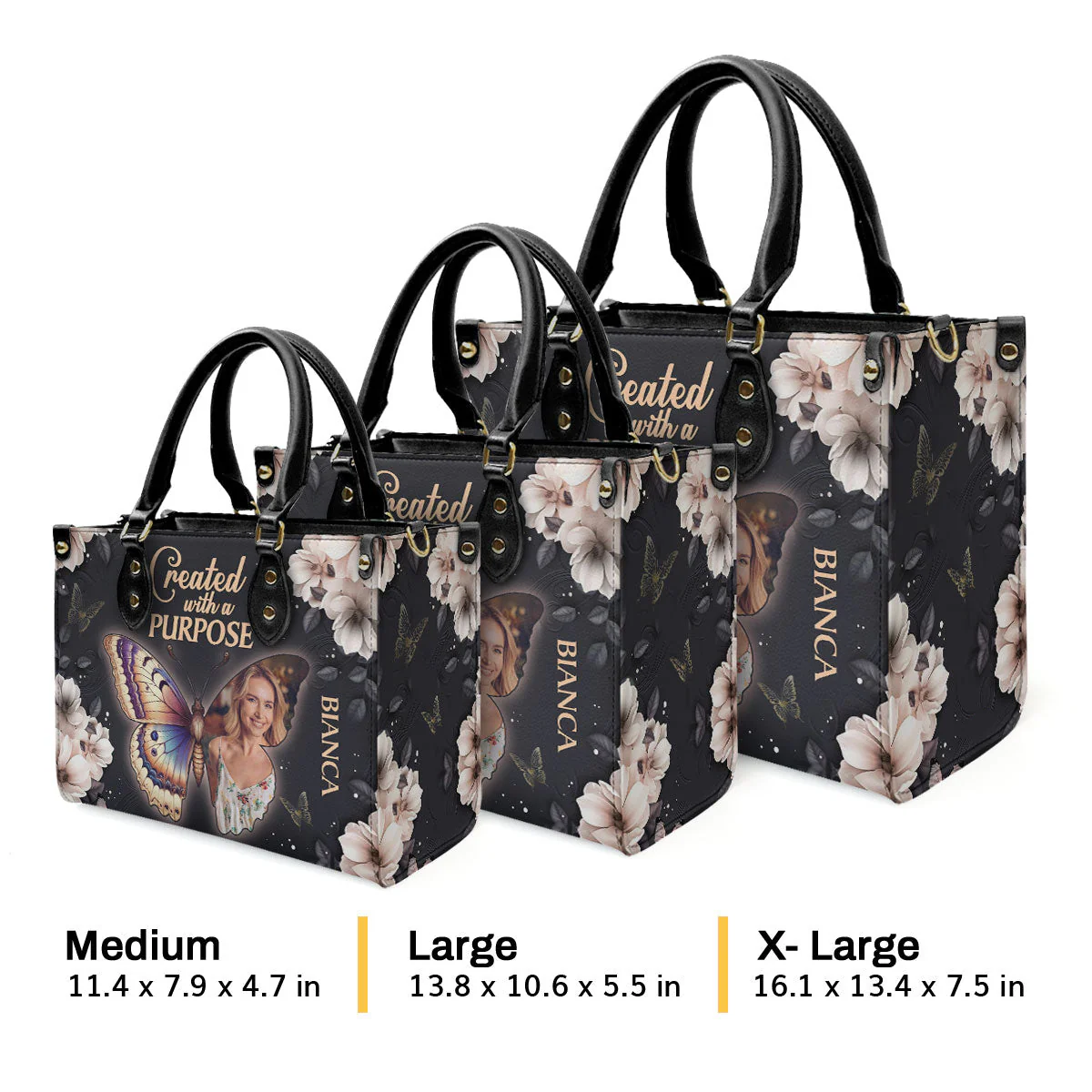 Created With A Purpose - Scripture Gifts For Women Of God - Personalized Leather Handbag With Handle - AT4080735 - Image 2