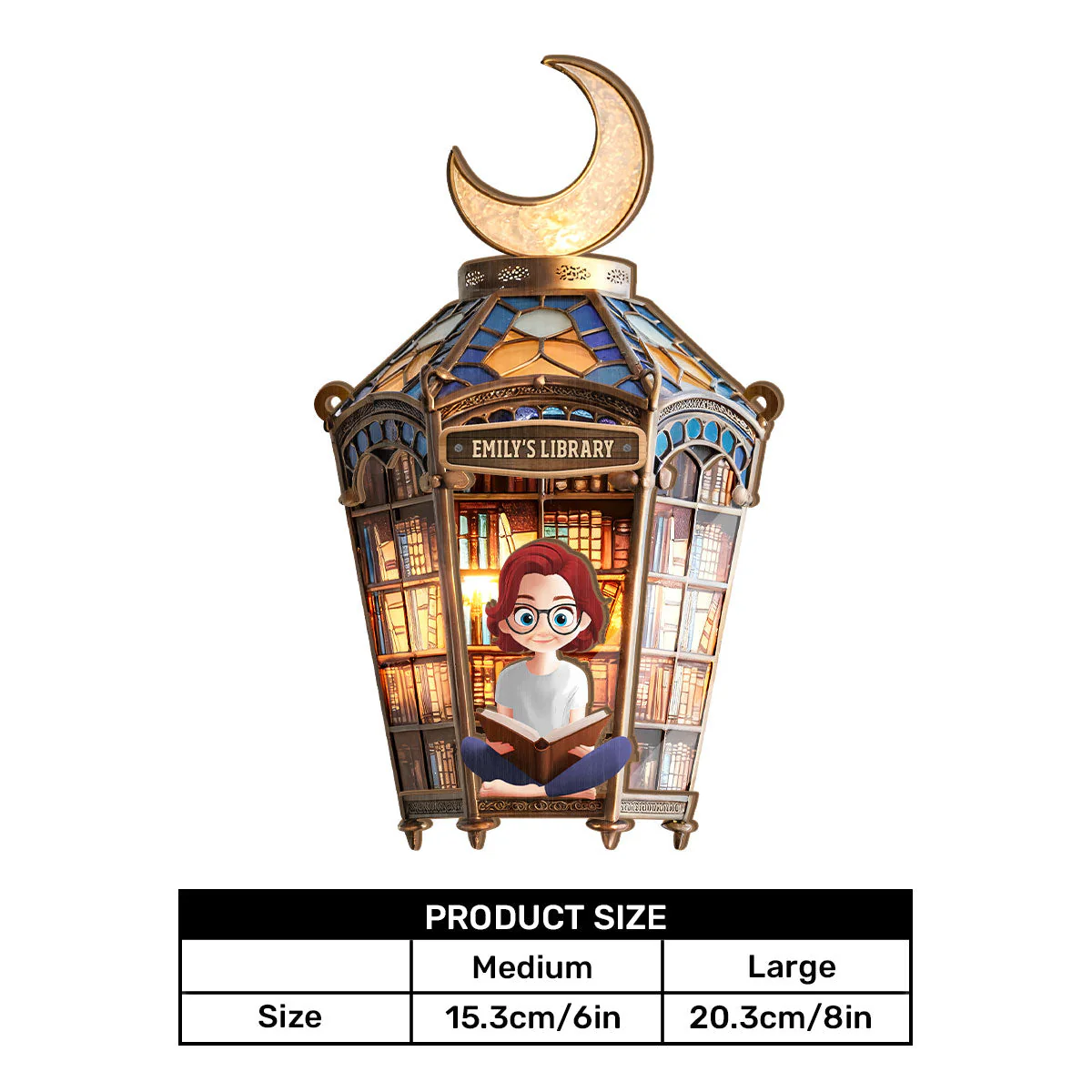 Crescent Moon Old Library - Personalized Window Hanging Suncatcher | CLB2 - Image 7