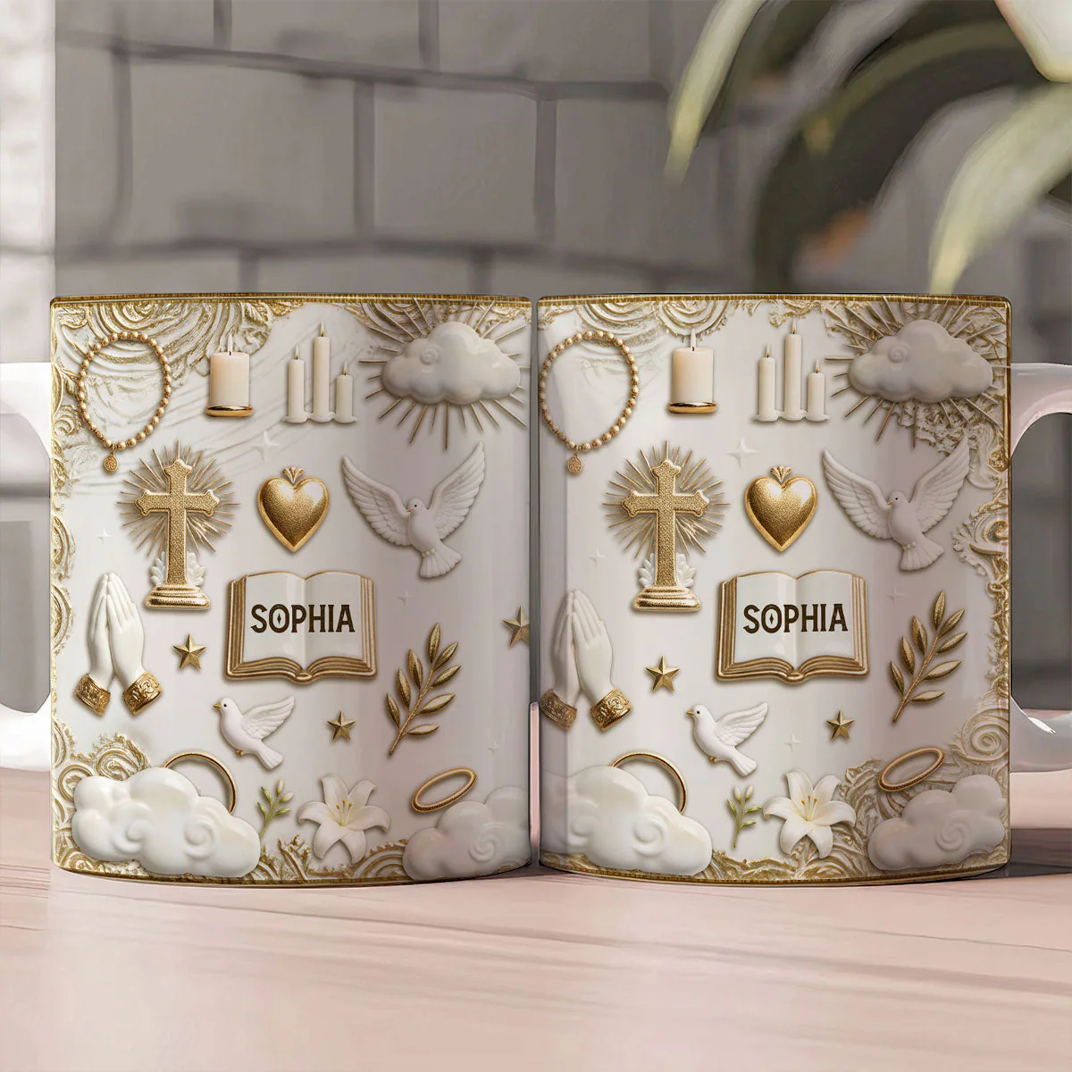 Cross, Dove, Bible & Prayer - Personalized Mug - Christian Gift For Her BA01 - Image 2