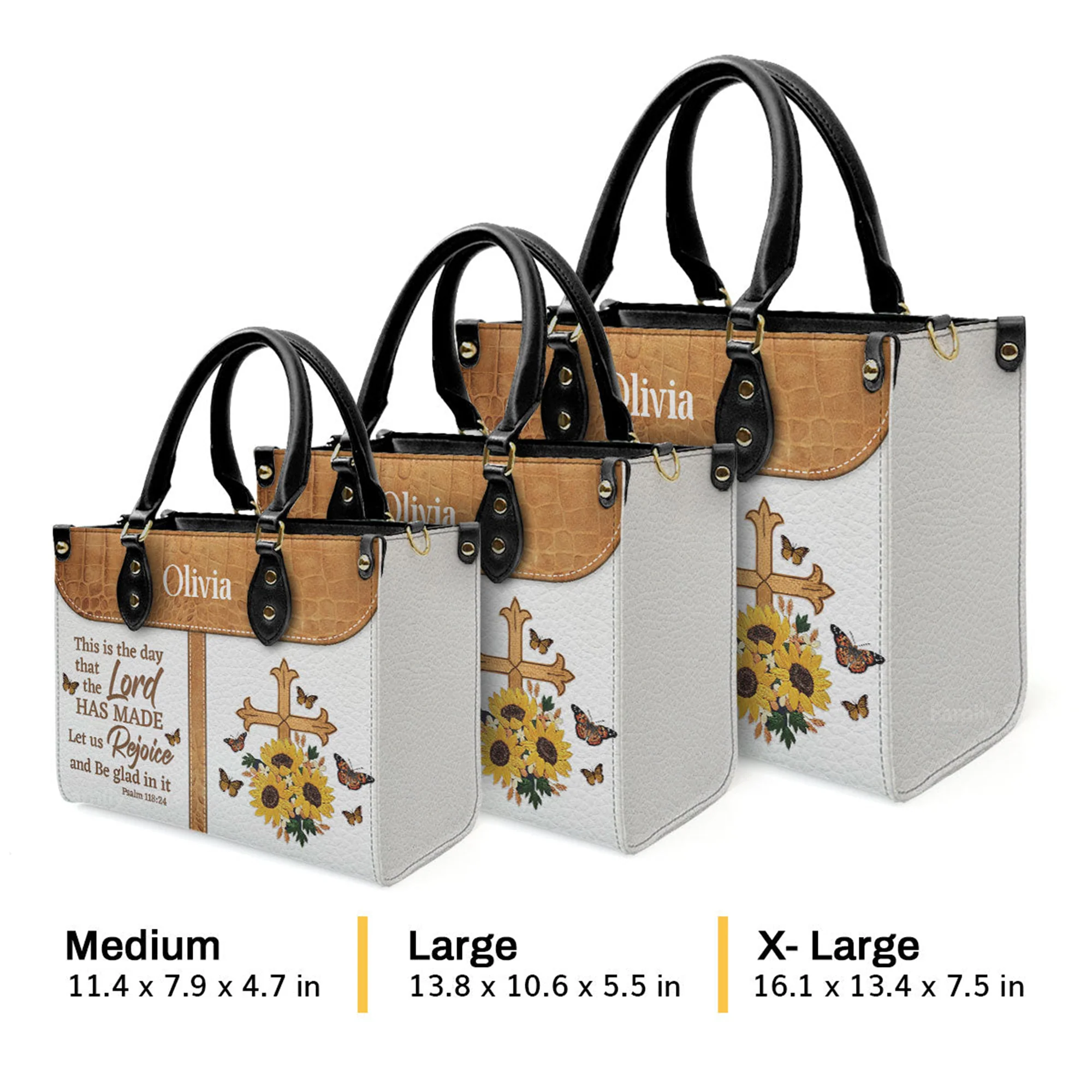 Cross This Is The Day That The Lord Has Made - Beautiful Personalized Leather Handbag - AT4081406 - Image 3