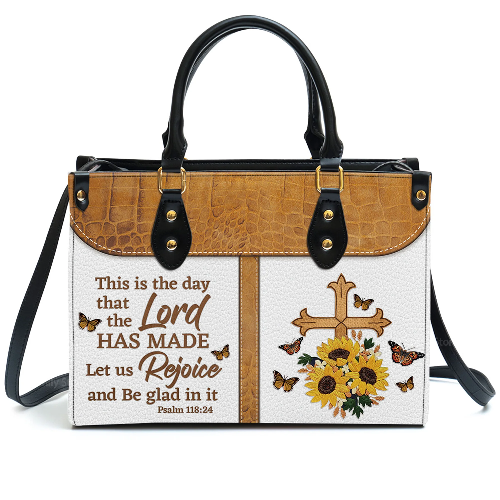 Cross This Is The Day That The Lord Has Made - Beautiful Personalized Leather Handbag - AT4081406 - Image 4