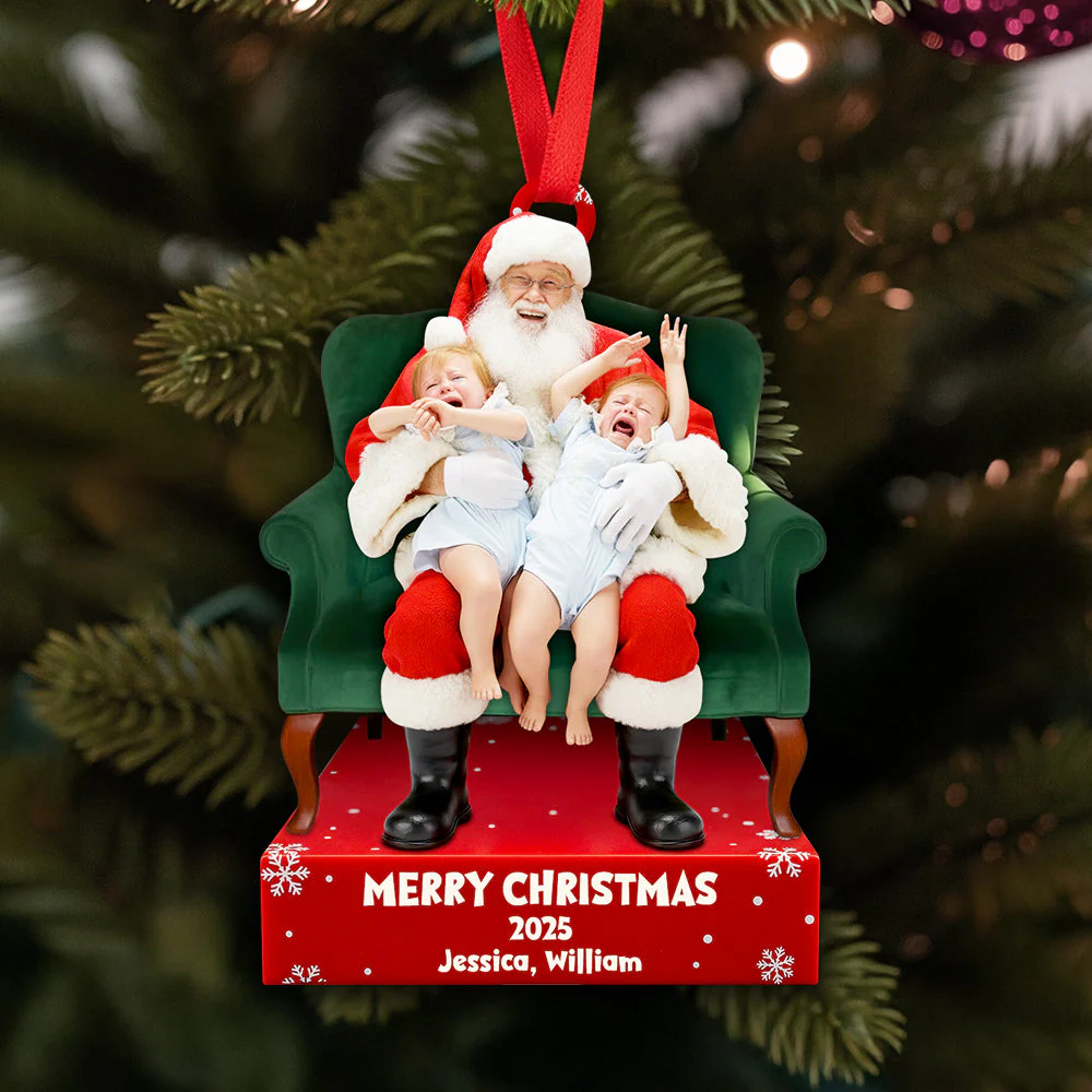 Crying On Santa's Lap - Personalized Acrylic Ornament - Custom Photo Christmas Gifts NL122 - Image 2