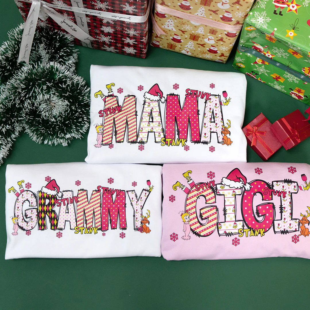 Custom Christmas Gigi With Kids Name Grinch Coquette Bow - Sweatshirt PT - Image 10