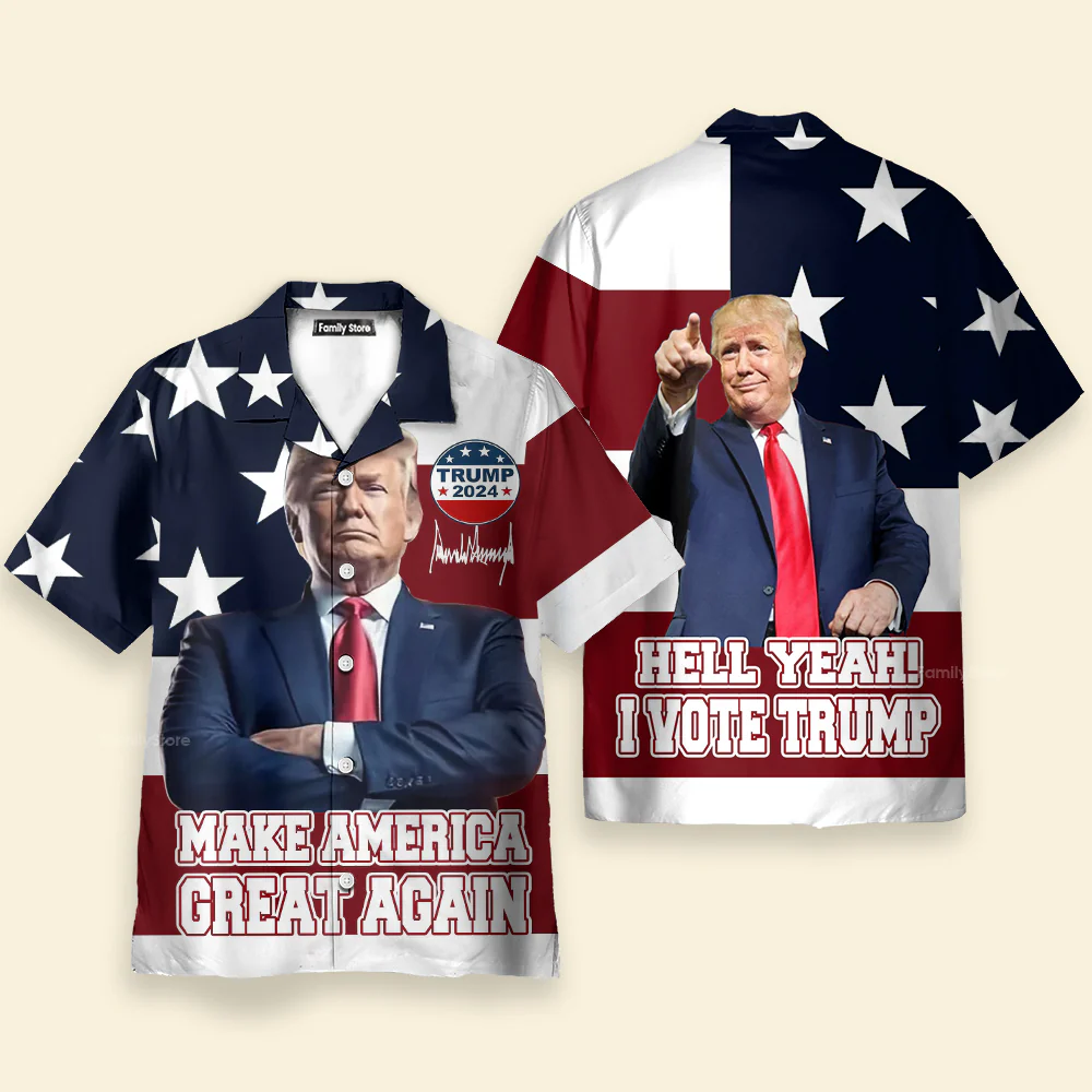 Custom Donald Trump Photo Make America Great Again Hawaii Shirt - Image 4