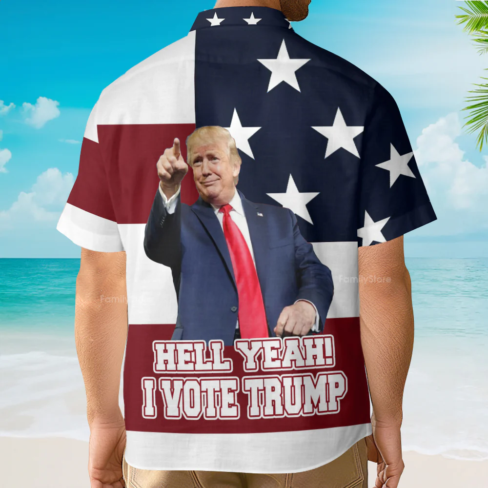Custom Donald Trump Photo Make America Great Again Hawaii Shirt - Image 5