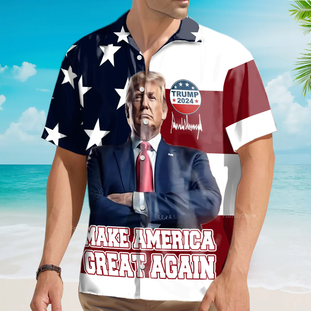 Custom Donald Trump Photo Make America Great Again Hawaii Shirt - Image 6