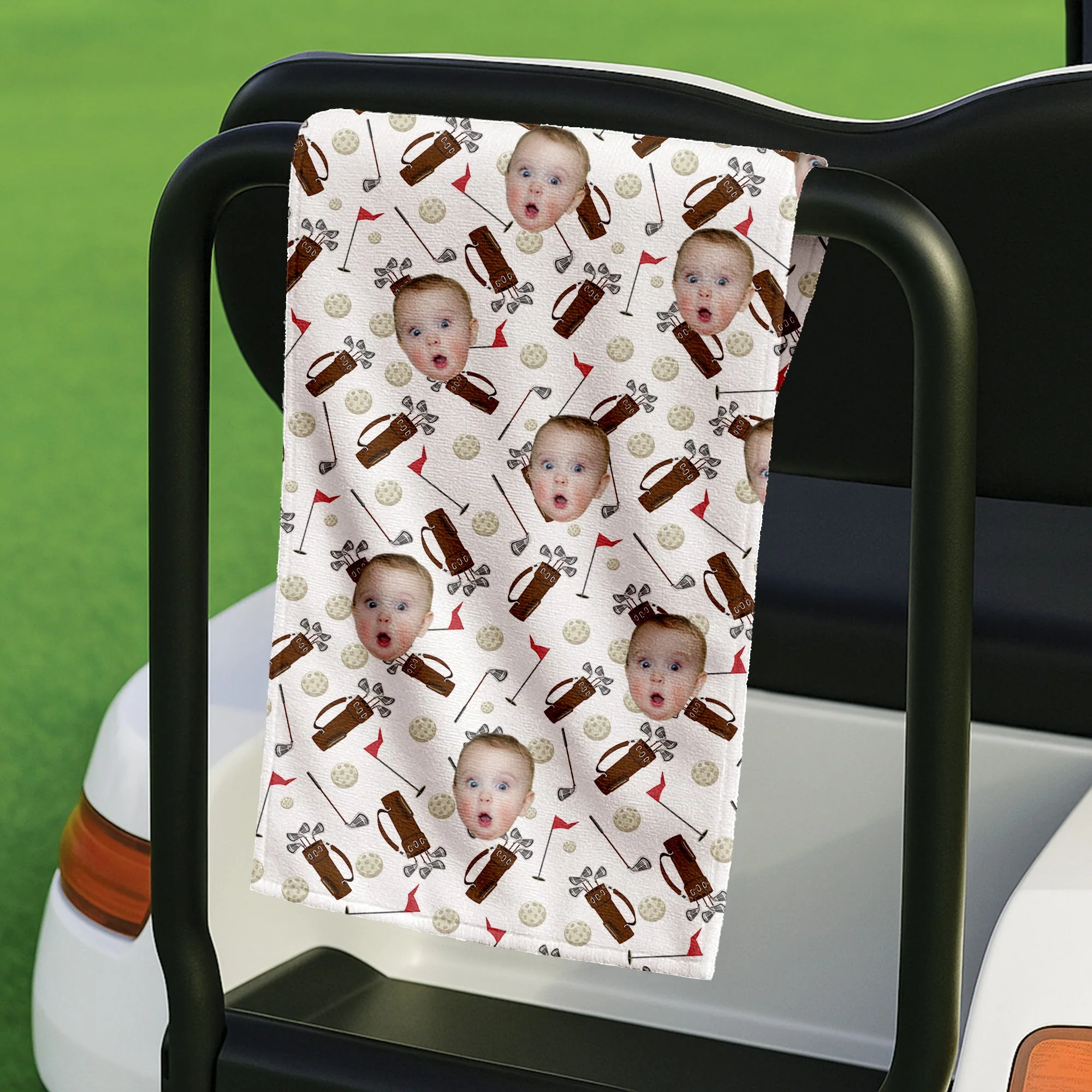 Custom Face Microfiber Waffle White Small Funny - Personalized Golf Towel - Gift For Dad, Grandpa, Golf Lovers - Image 5
