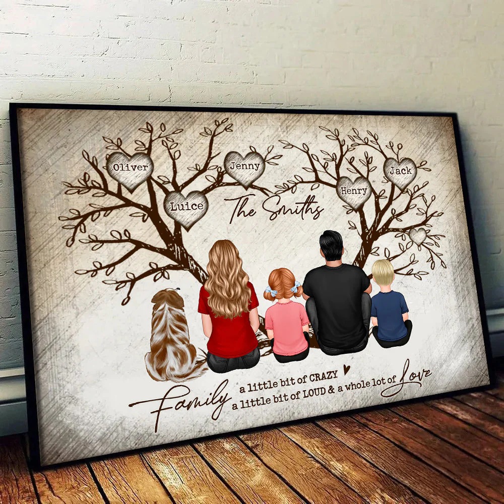 Custom Family Name Heart Tree Wall Art - Personalized Poster Canvas - Gifts For Mom and Dad