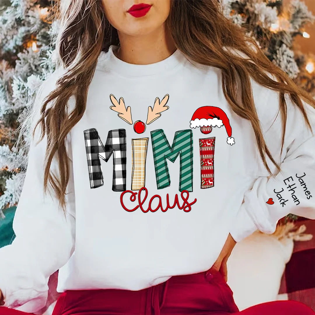 Custom Family Name Mimi Claus - Personalized Sweatshirt - Best Christmas Gift For Grandma, Mom, Family Member - NH96 - Image 2