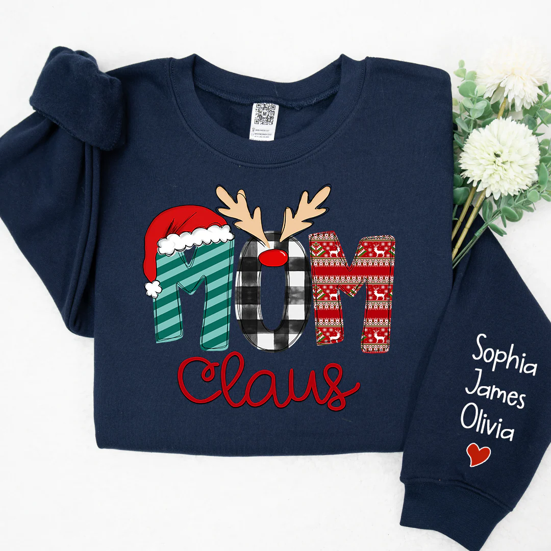 Custom Family Name Mom 2 Claus - Personalized Sweatshirt - Best Christmas Gift For Grandma, Mom, Family Member - NH96 - Image 10