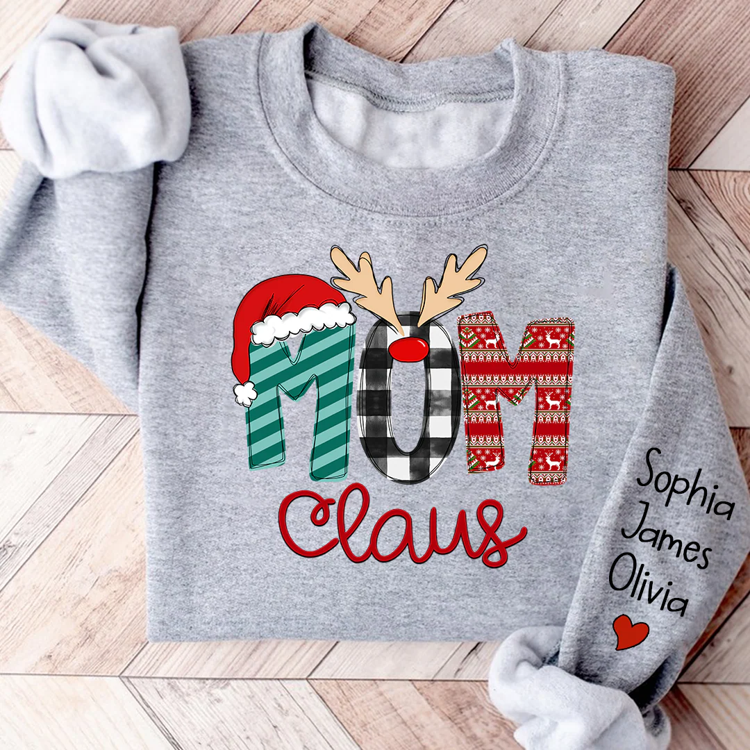 Custom Family Name Mom 2 Claus - Personalized Sweatshirt - Best Christmas Gift For Grandma, Mom, Family Member - NH96 - Image 3