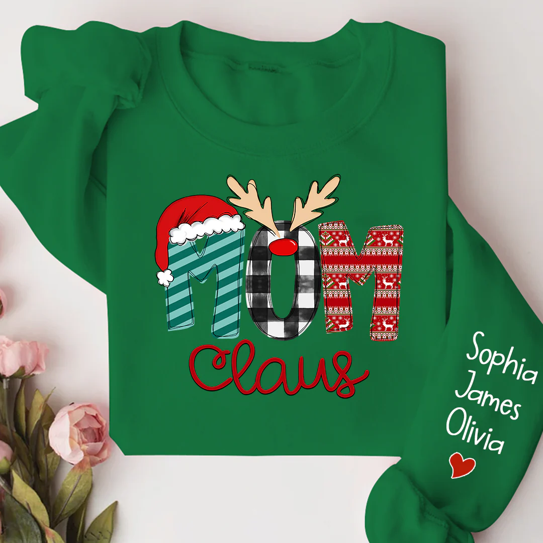 Custom Family Name Mom 2 Claus - Personalized Sweatshirt - Best Christmas Gift For Grandma, Mom, Family Member - NH96 - Image 8