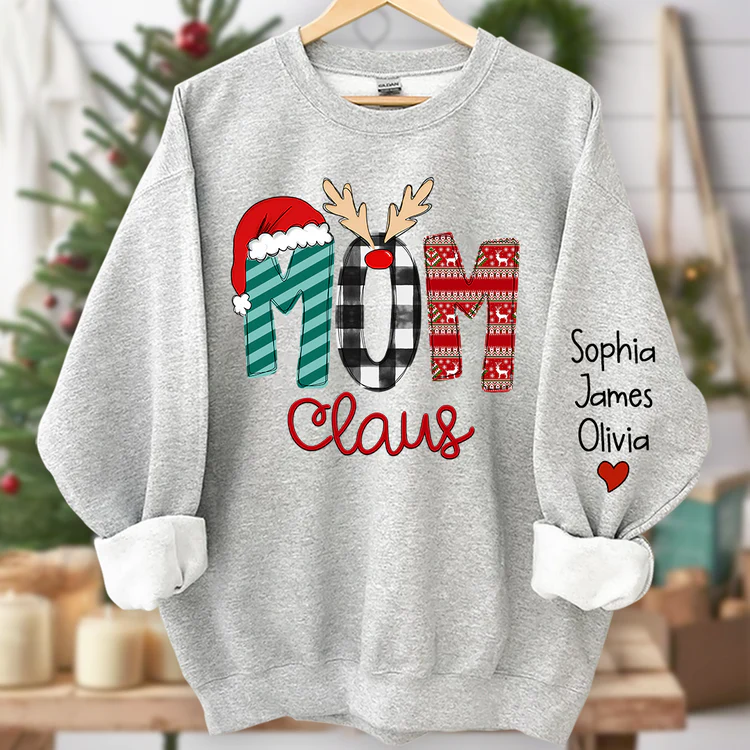 Custom Family Name Mom-Mom Claus - Personalized Sweatshirt - Best Christmas Gift For Grandma, Mom, Family Member - NH96 - Image 11