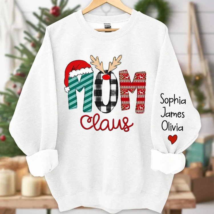 Custom Family Name Mom-Mom Claus - Personalized Sweatshirt - Best Christmas Gift For Grandma, Mom, Family Member - NH96 - Image 2